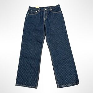 Levi's 501 Low Pro Jeans Mens 32x30 Blue Pinstripe Straight Leg Denim Pants NWT